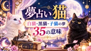 夢占い 猫の夢の意味35選を紹介する白猫・黒猫・子猫の幻想的なサムネイル